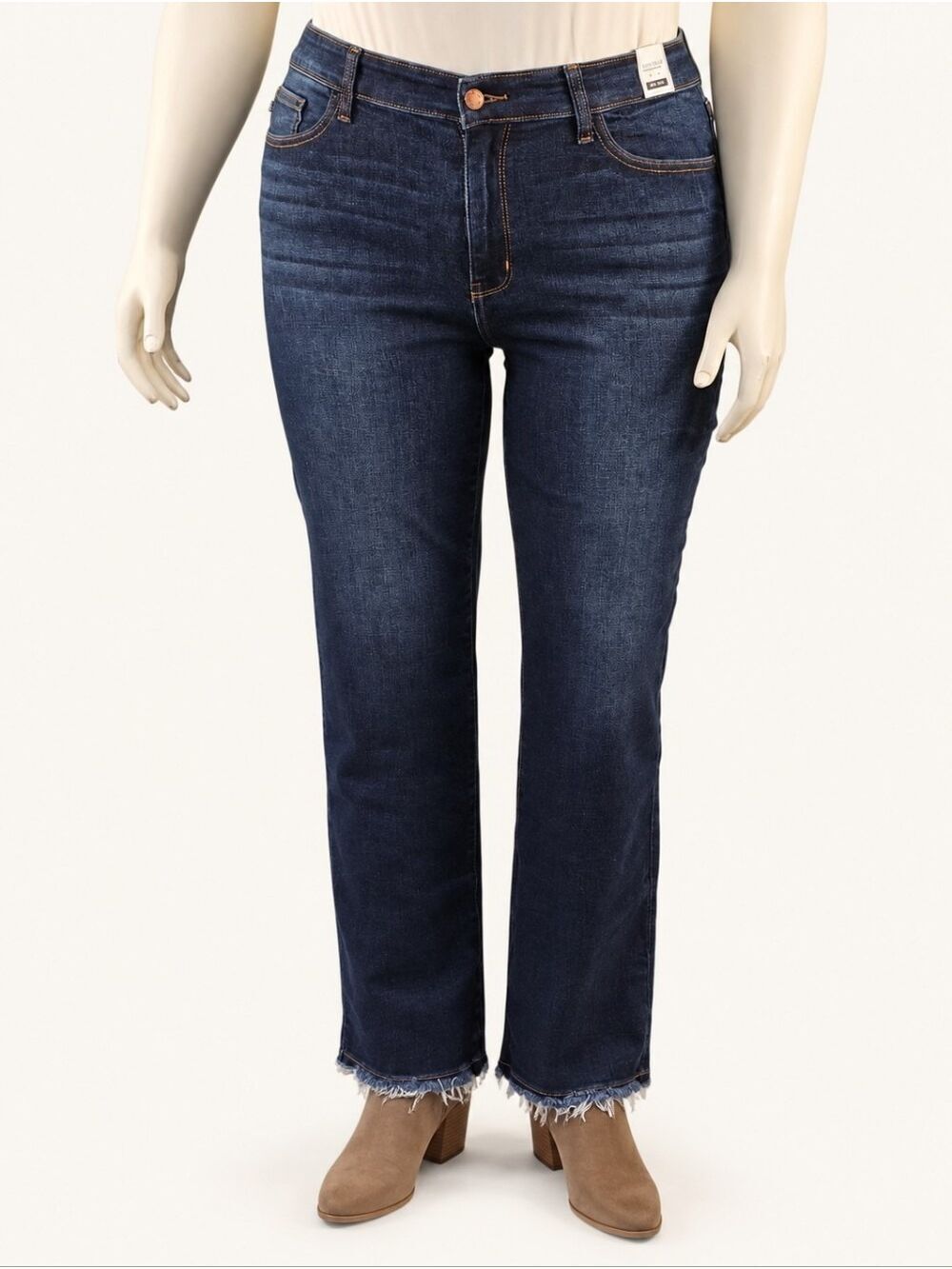 Judy Blue Dark Wash Straight Leg Raw Hem Jeans Size 15/32 NWT